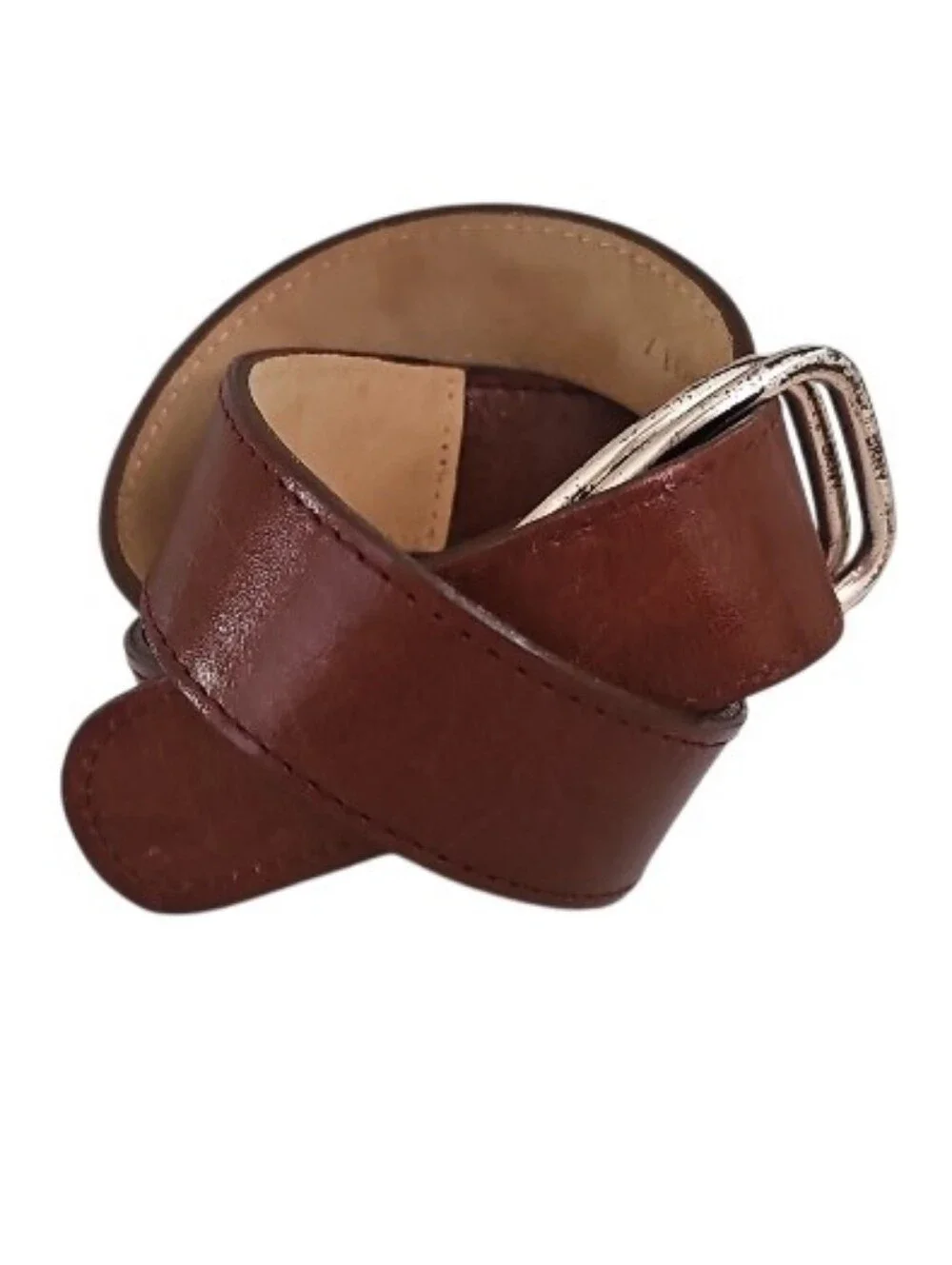 Vintage DKNY Buffalo Calf Leather Belt Women M Brown Made USA Minimalist Classic